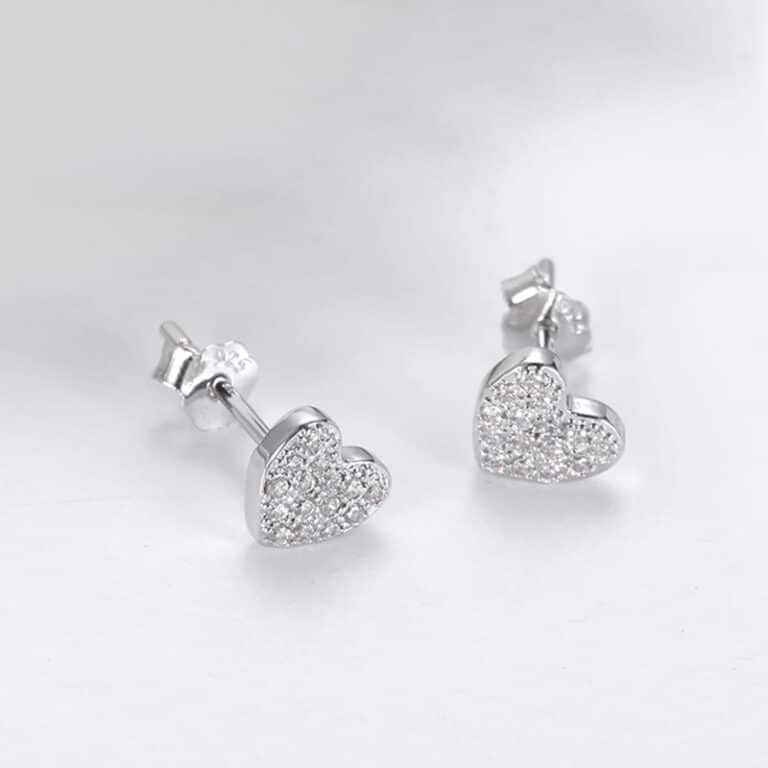 Parure Cœur – Collier Pendentif Et Boucles D'oreilles En Argent 925, Neuf Avec étiquettes