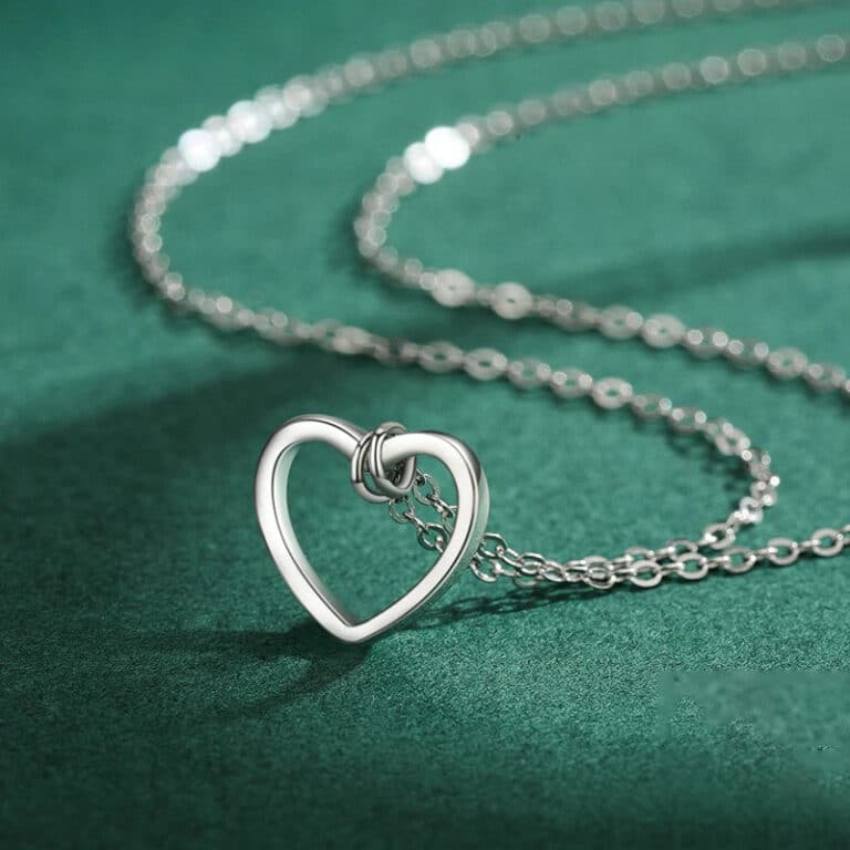 Collier Fantaisie Vintage, Cœur Argenté