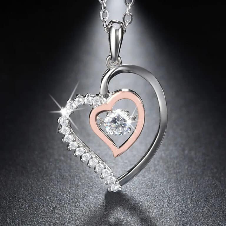 Collier Argent 925 Pendentif Cœur Cristal Bleu – Bijou Gymnastique/natation | Cadeau Femme, Fille | Boîte Cadeau Incluse
