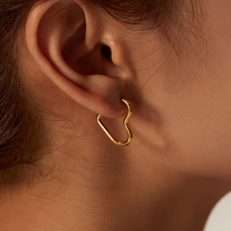 Boucles D'oreilles Anneaux Créoles Cœur Torsadé Argenté - Neuf Avec étiquettes