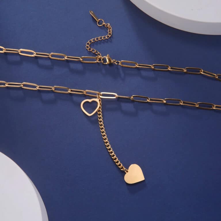 Morella Femme Collier Ange Gardien en Acier Inoxydable 70 cm avec Coeur Amour et